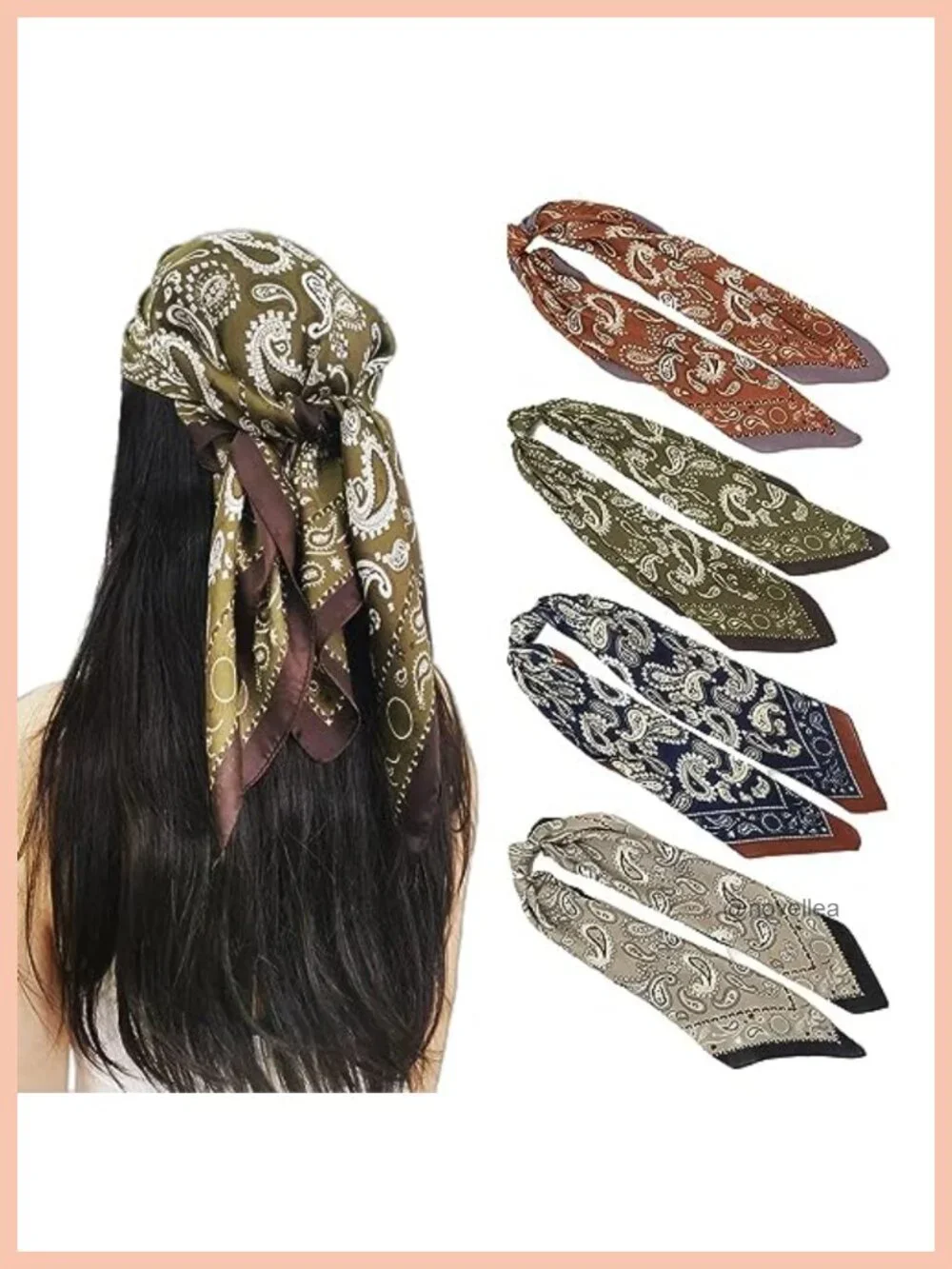 Satin Silk Feeling Scarf Medium Square Head Scarf for Women 27.5 x 27.5 inches